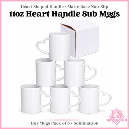 Heart Shaped Handle Sublimation Mug 11oz (330ml)