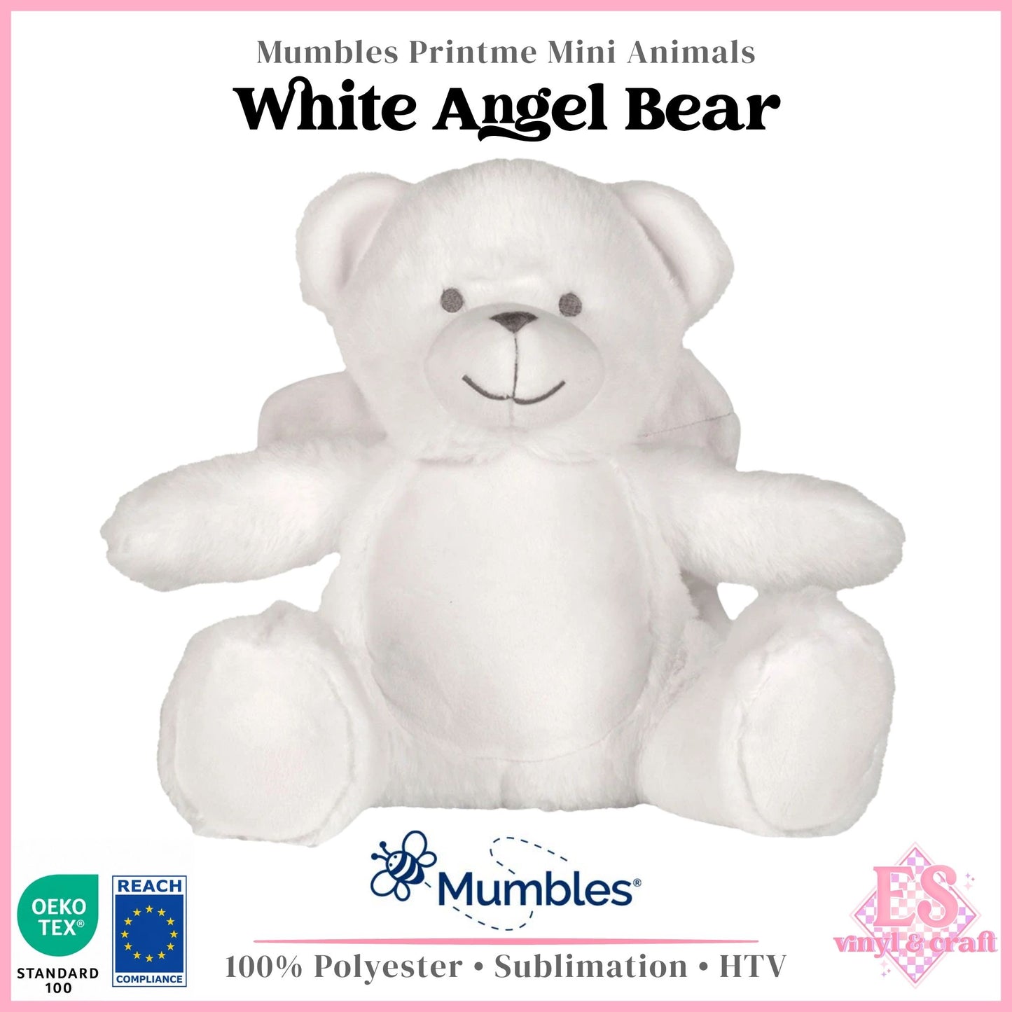 Mumbles Print Me MM60 - White Angel Bear