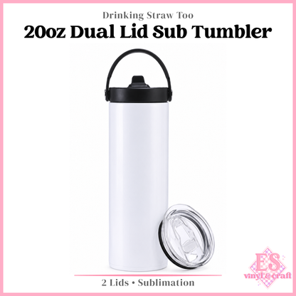20oz Dual Lid White Sublimation Tumbler