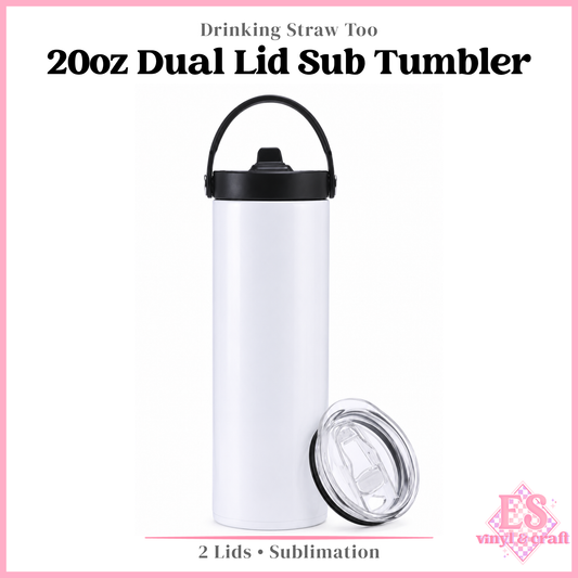 20oz Dual Lid White Sublimation Tumbler