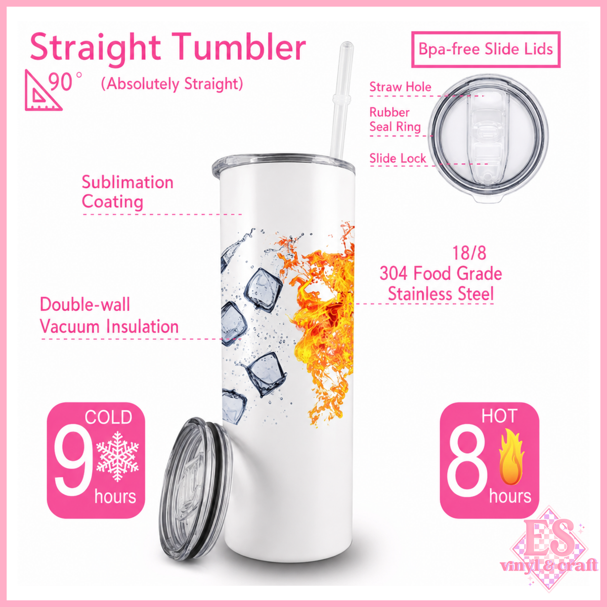 20oz Dual Lid White Sublimation Tumbler