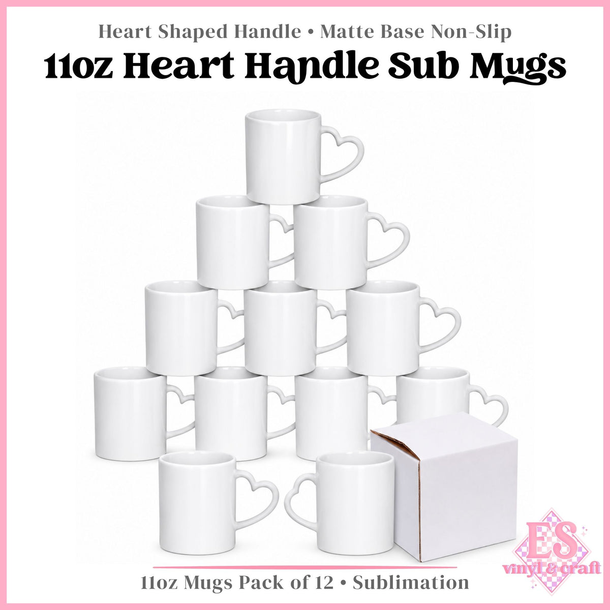 Heart Shaped Handle Sublimation Mug 11oz (330ml)
