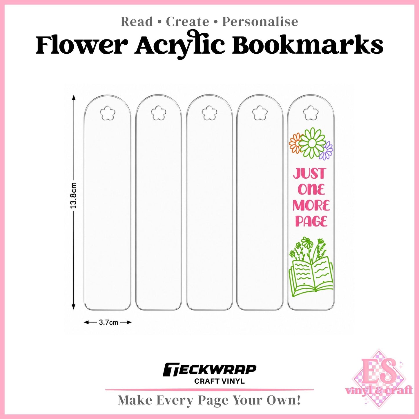 Teckwrap Flower Acrylic Bookmarks