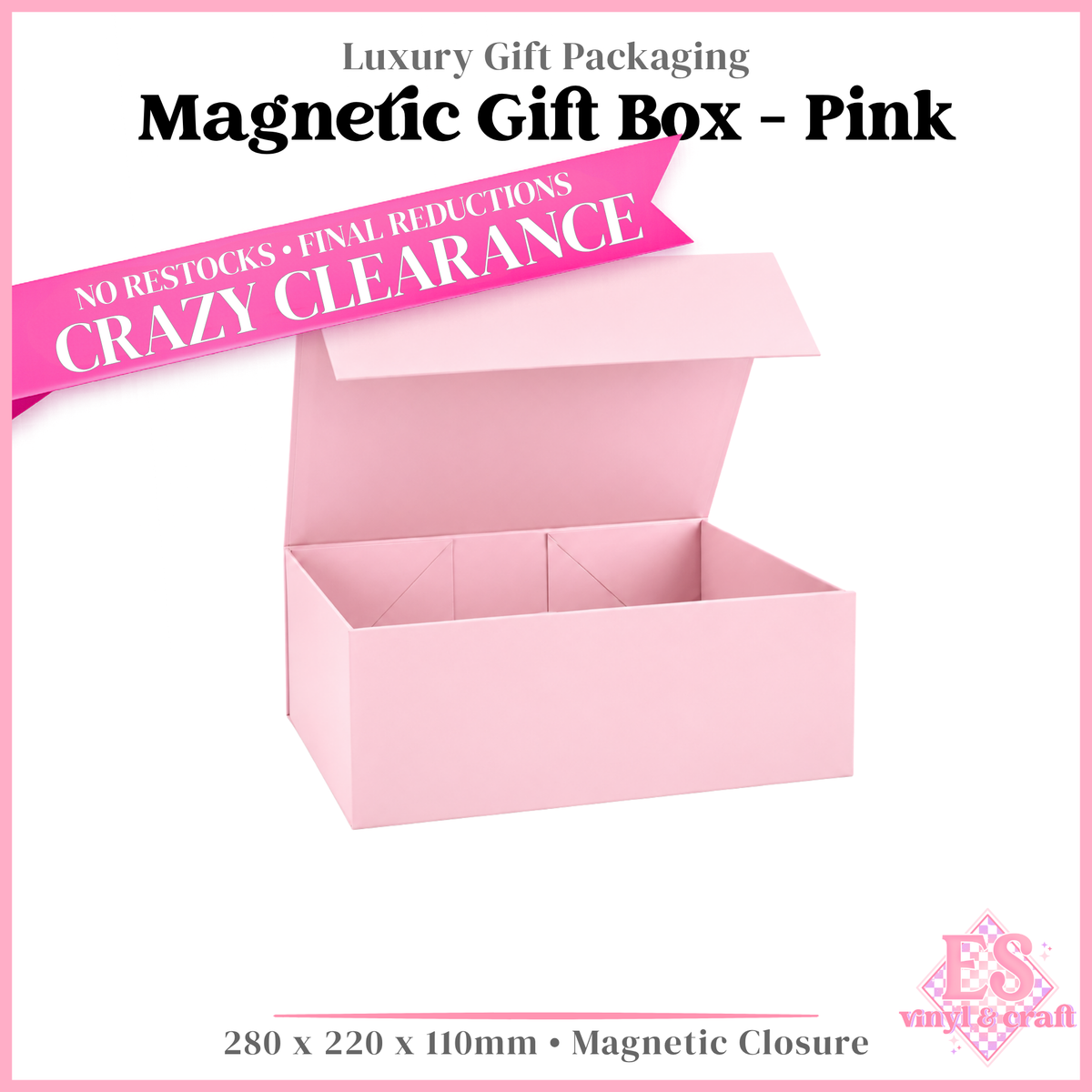 Magnetic Gift Box Baby Pink - 280mm x 220mm x 110mm