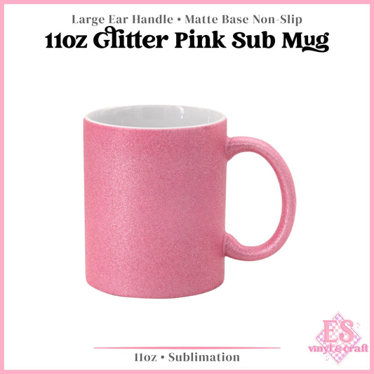 11oz Pink Glitter Sublimation Mug
