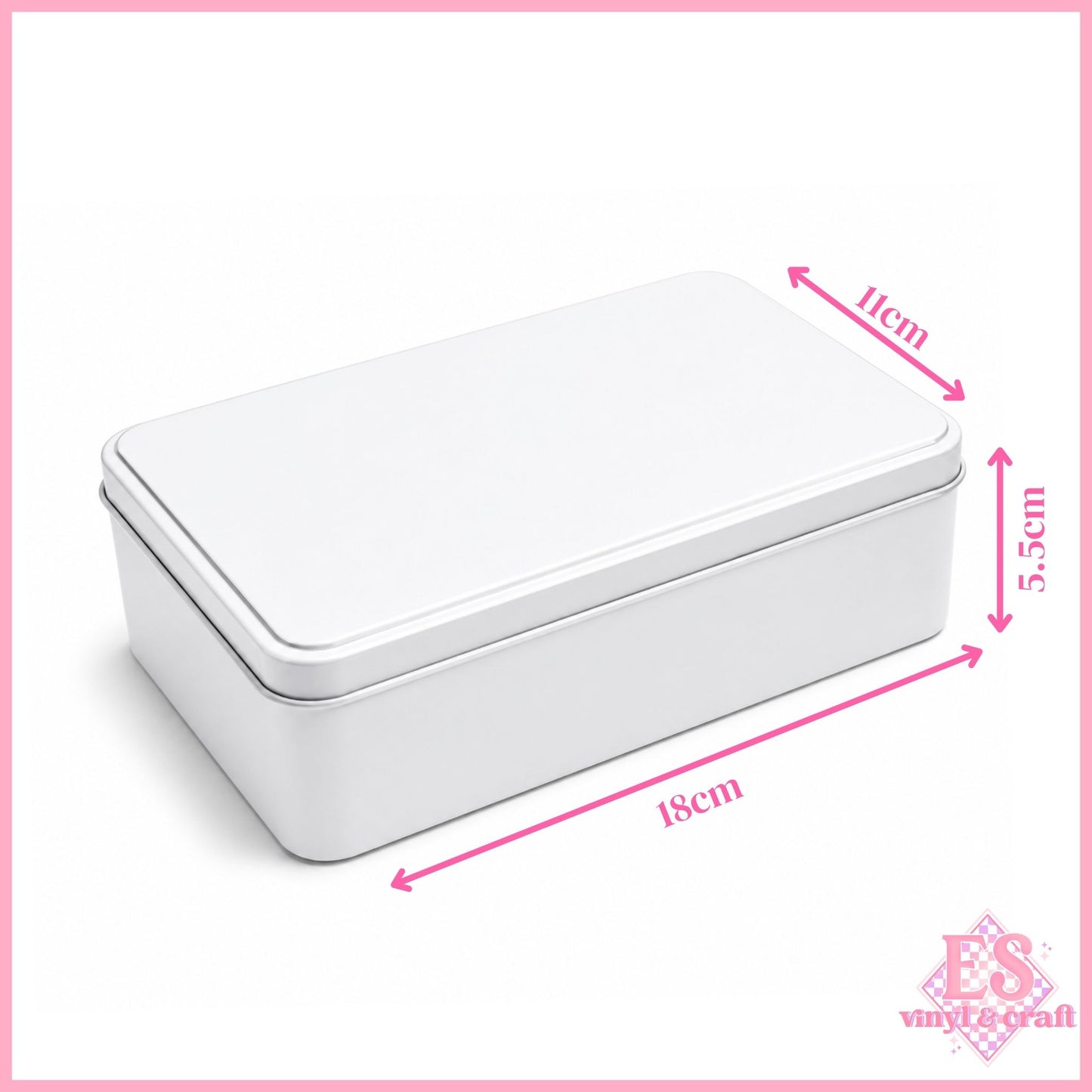 White Rectangle Sublimation Tin 18cm x 11cm x 5.5cm