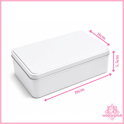White Rectangle Sublimation Tin 18cm x 11cm x 5.5cm