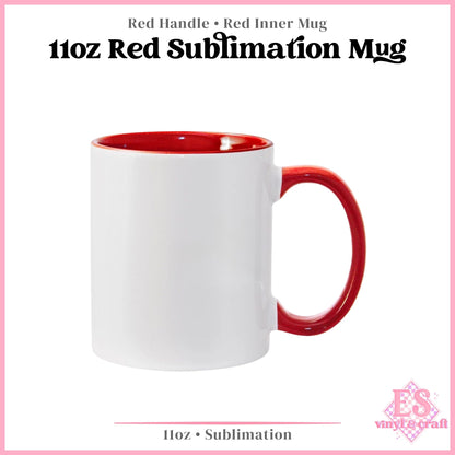 11oz Red Inner and Handle Sublimation Mug