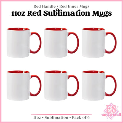 11oz Red Inner and Handle Sublimation Mug