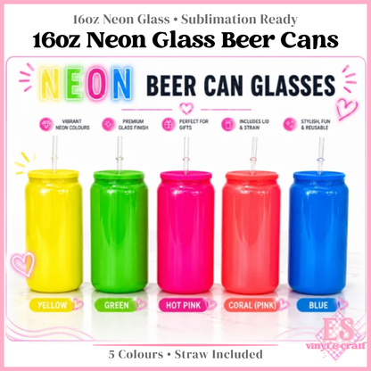 16oz Neon Coloured Beer Cans with Plastic Coloured Lid Sublimation