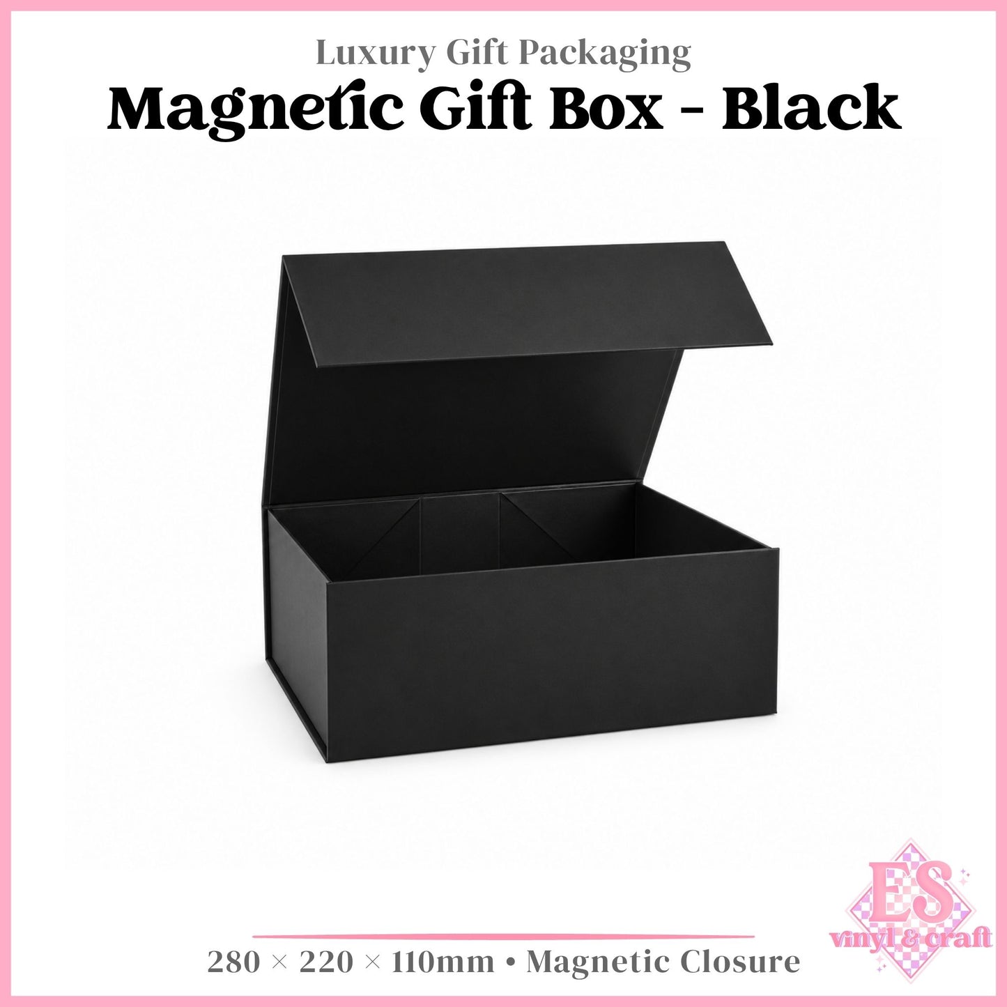 Magnetic Gift Box Black - 280mm x 220mm x 110mm