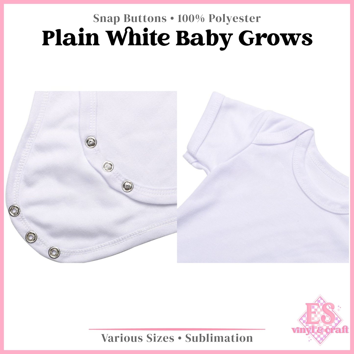 Baby Grow in Plain White for Sublimation