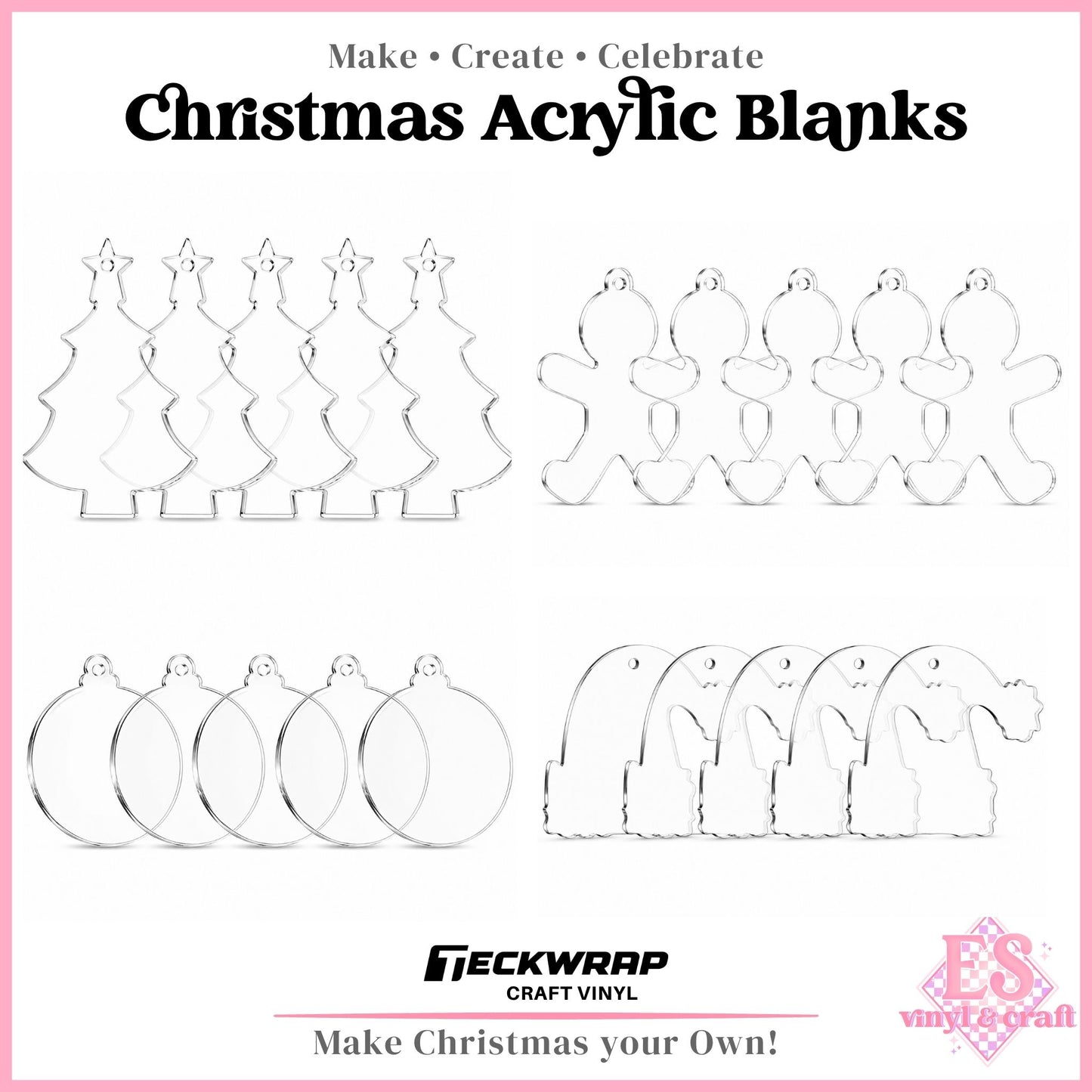 Teckwrap Christmas Acrylic Blanks & Free SVG