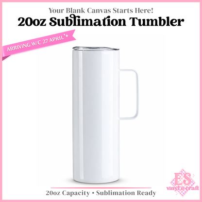 20oz White Sublimation Tumbler with Handle