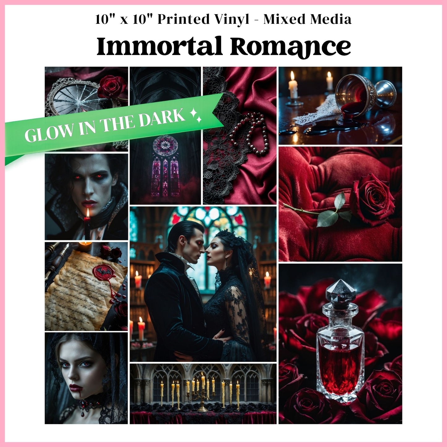Immortal Romance - Mixed Media Vinyl 10"x10" Sheet - Glow in the Dark