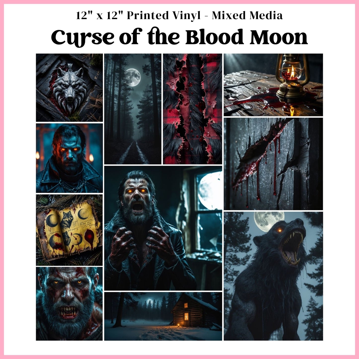 Curse of the Blood Moon - Mixed Media Vinyl 12"x12" Sheet