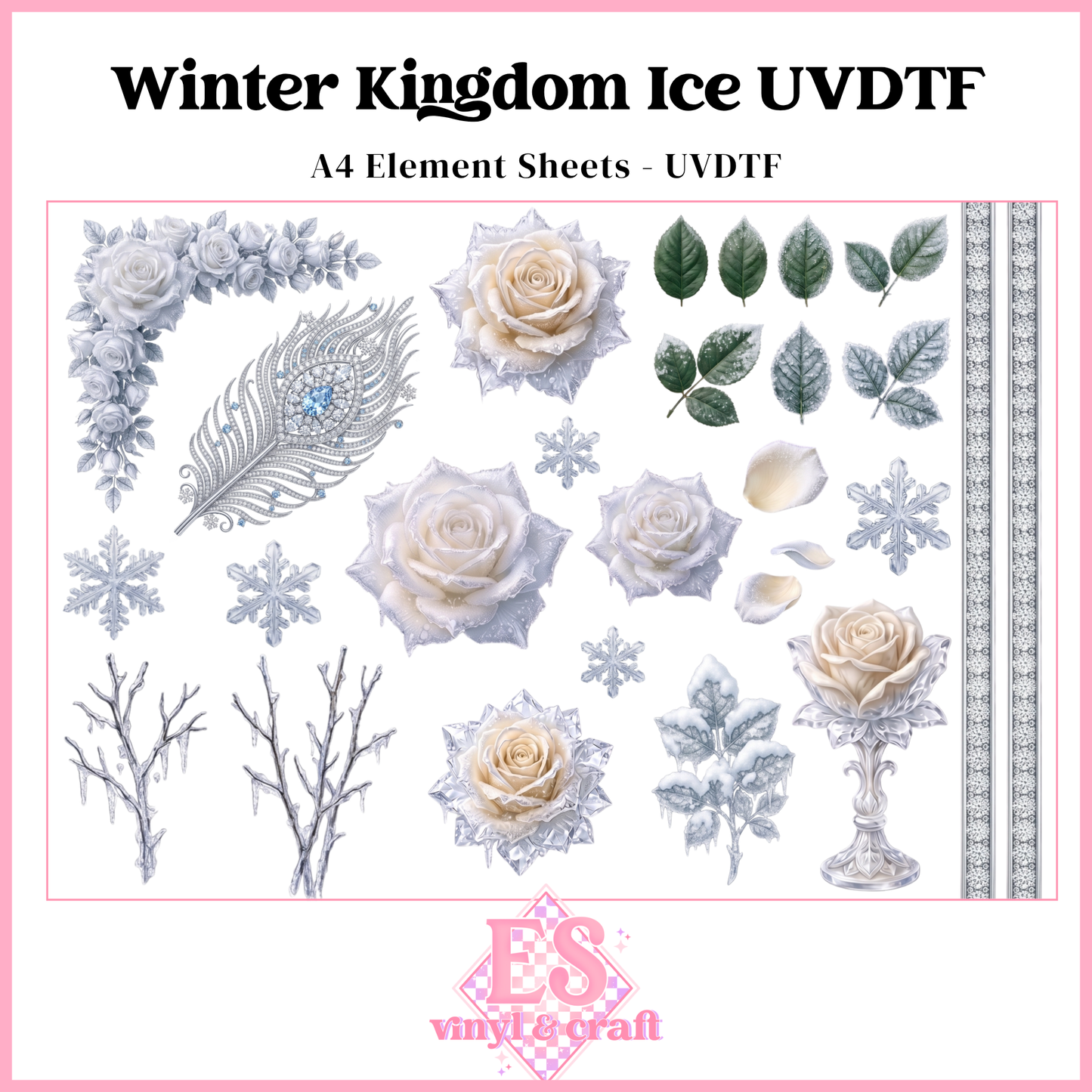 Winter Kingdom Ice - UVDTF Element Sheet (A4 Sheet)