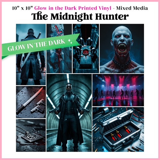 The Midnight Hunter - Mixed Media Vinyl 10"x10" Sheet - Glow in the Dark