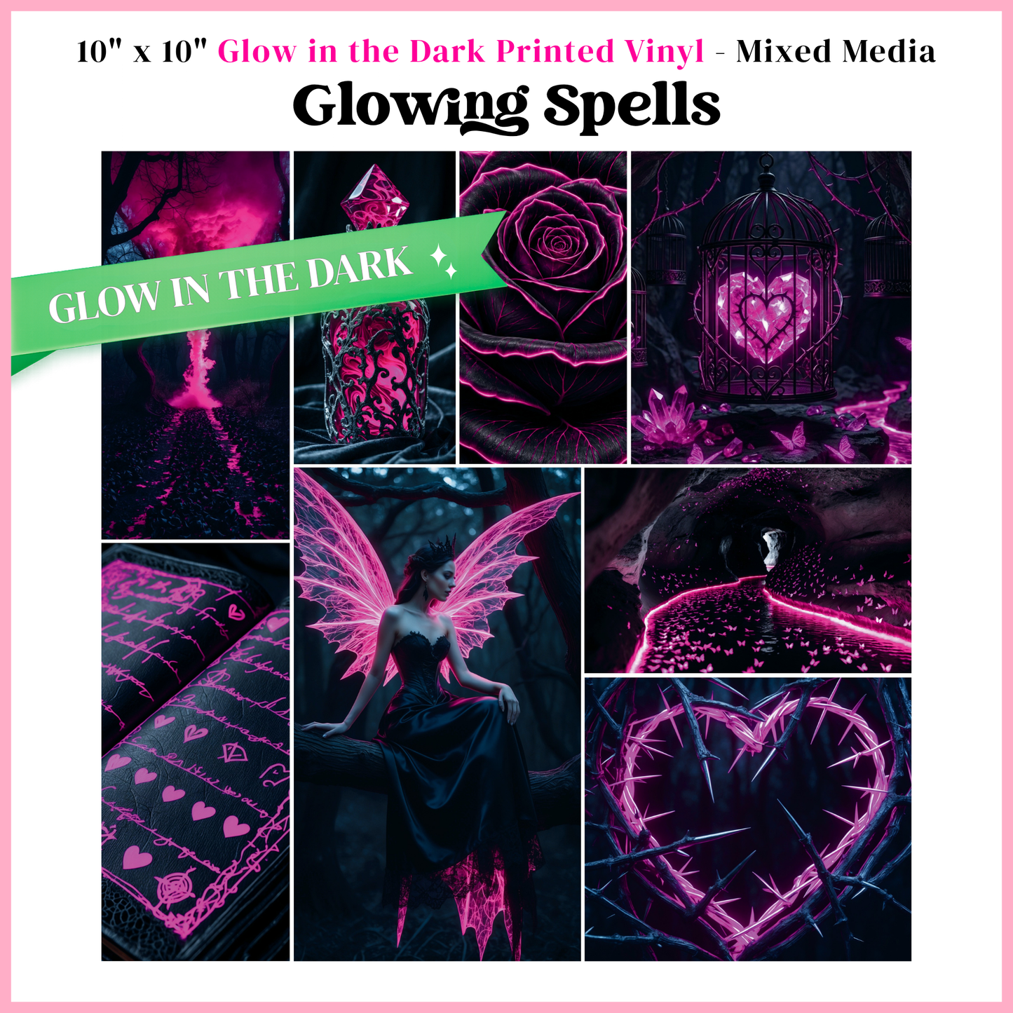 Glowing Spells - Mixed Media Vinyl 10"x10" Sheet - Glow in the Dark