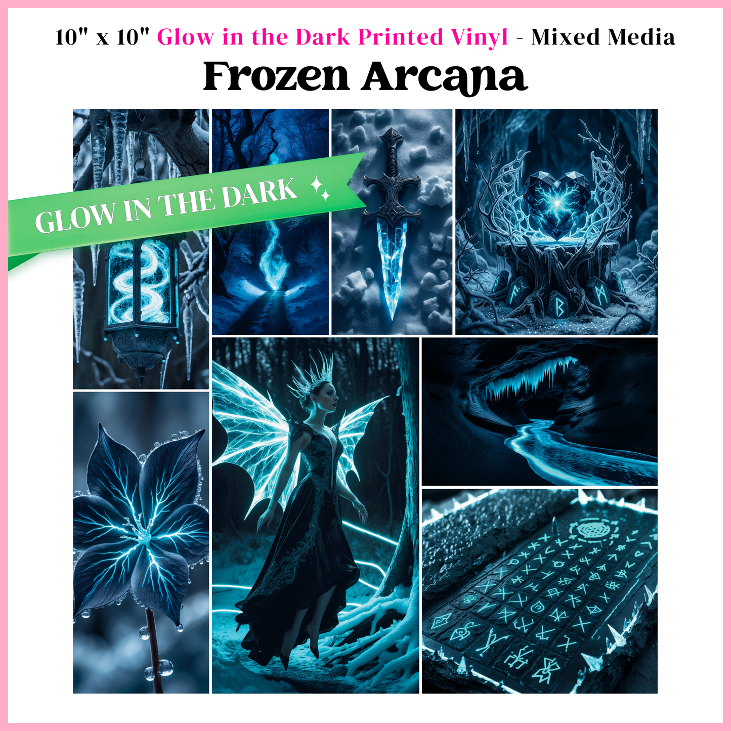 Frozen Arcana - Mixed Media Vinyl 10"x10" Sheet - Glow in the Dark