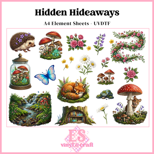 Hidden Hideaways - UVDTF Element Sheet (A4 Sheet)