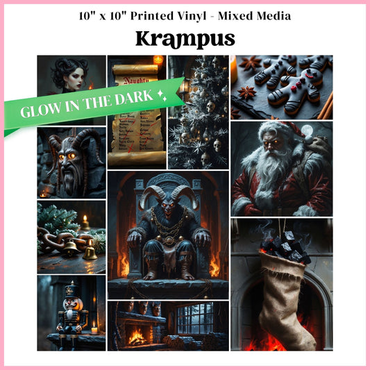 Krampus - Mixed Media Vinyl 10"x10" Sheet - Glow in the Dark