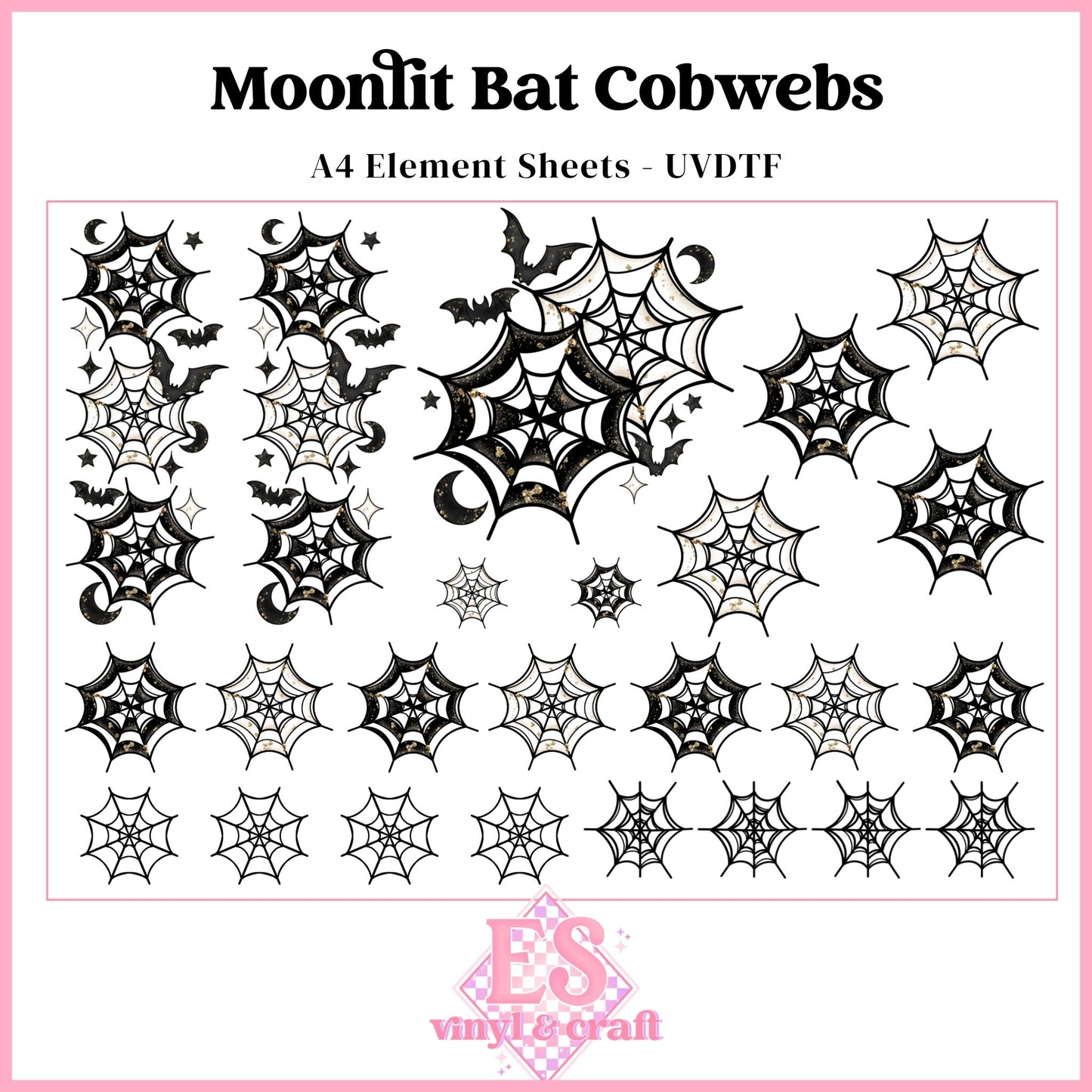 Moonlit Bat Cobwebs - UVDTF Element Sheet
