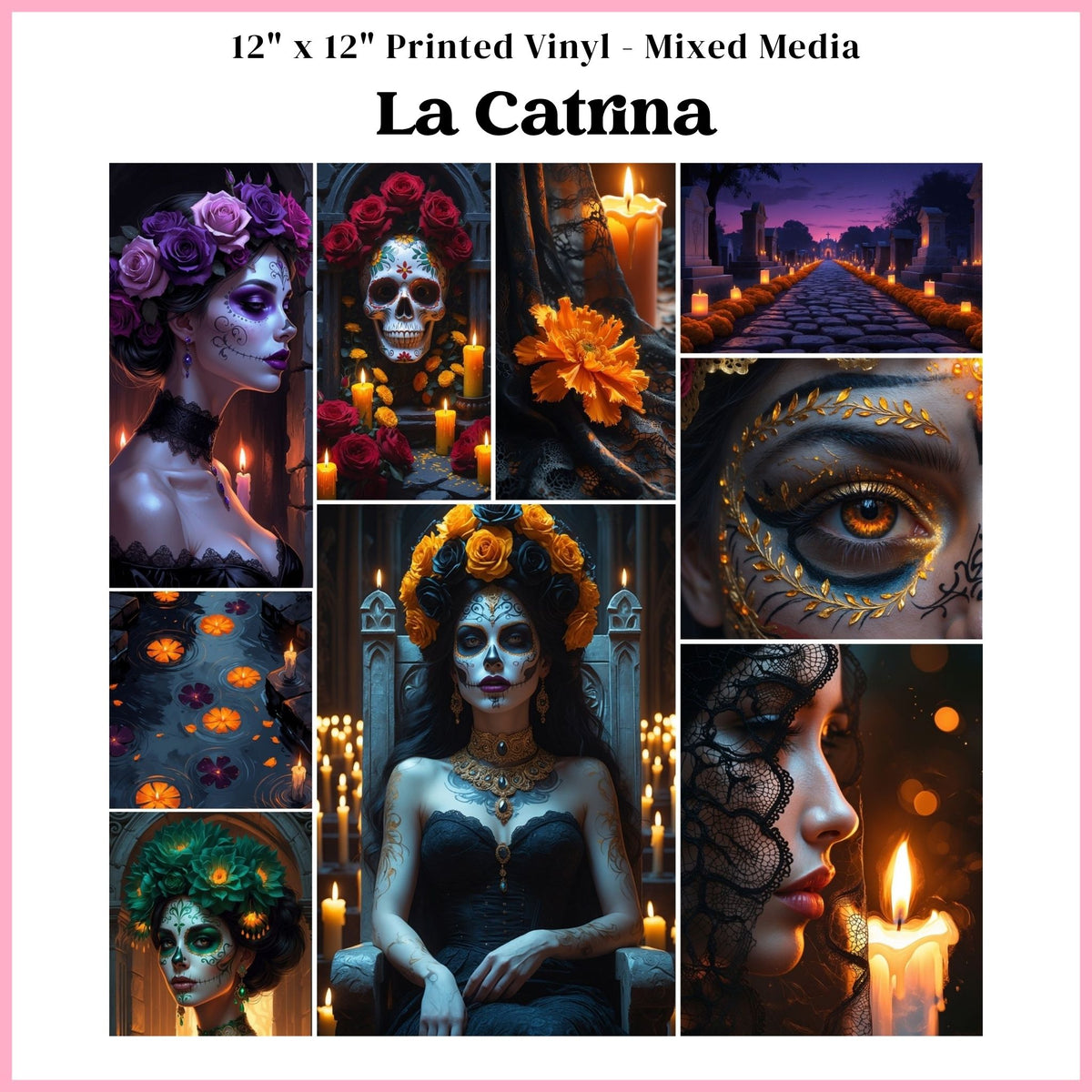 La Catrina - Mixed Media Vinyl 12"x12" Sheet
