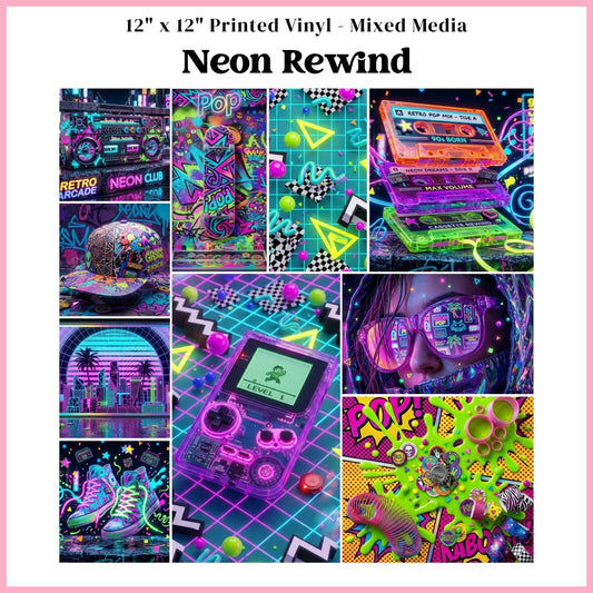 Neon Rewind - Mixed Media Vinyl 12"x12" Sheet