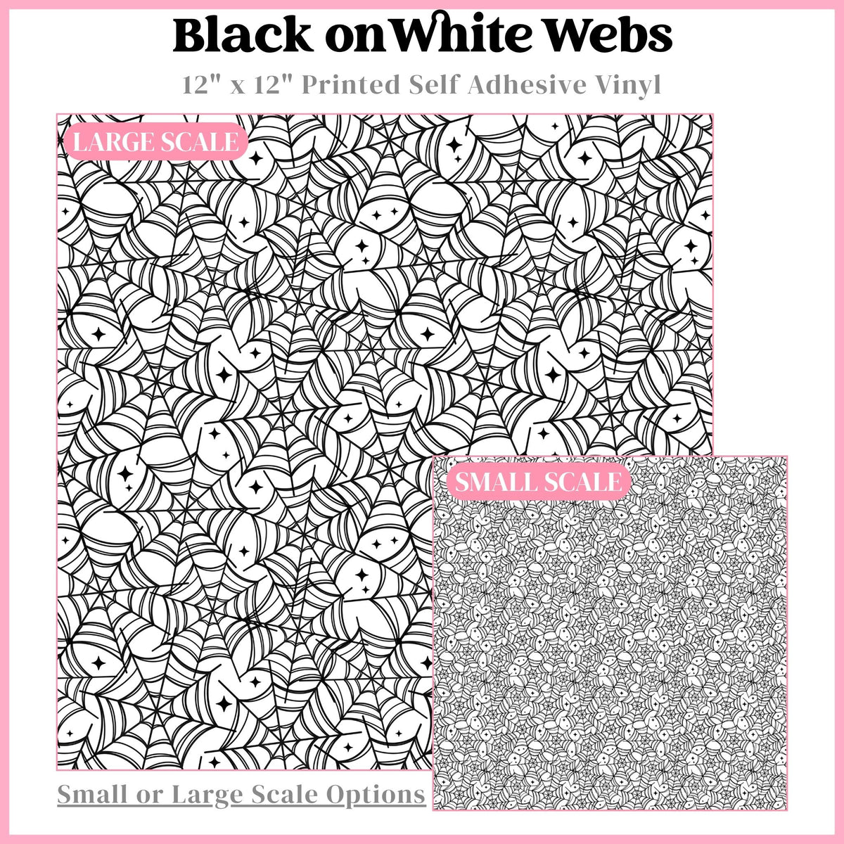 Black on White Webs - 12"x12" Printed Self Adhesive Vinyl