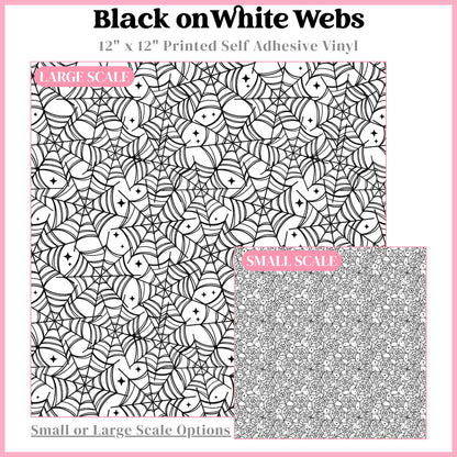 Black on White Webs - 12"x12" Printed Self Adhesive Vinyl
