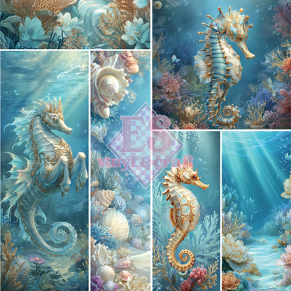 Seahorses - Mixed Media Vinyl 10"x10" Sheet