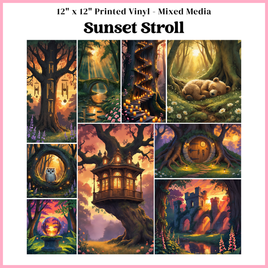 Sunset Stroll - Mixed Media Vinyl 12"x12" Sheet