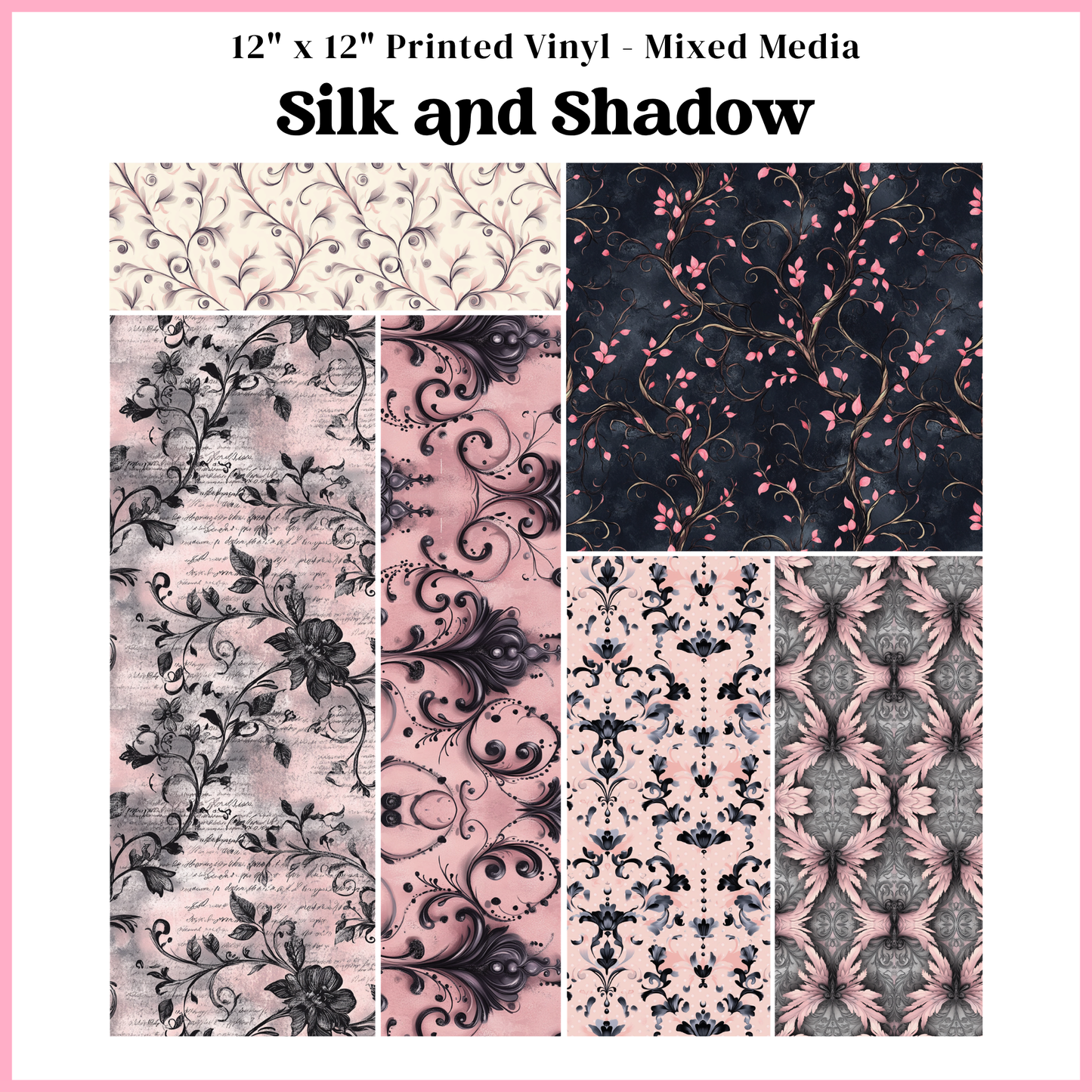 Silk and Shadow - Mixed Media Vinyl 12"x12" Sheet