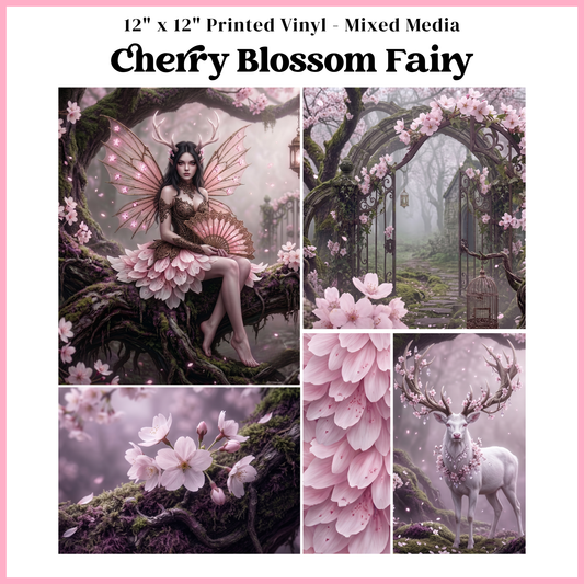 Cherry Blossom Fairy - Mixed Media Vinyl 12"x12" Sheet