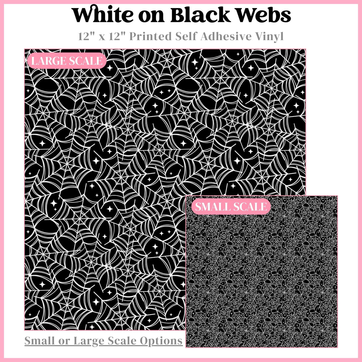 White on Black Webs - 12"x12" Printed Self Adhesive Vinyl