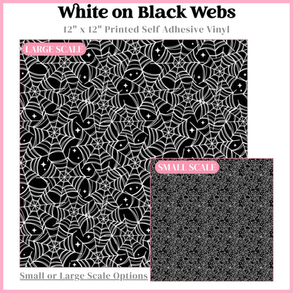 White on Black Webs - 12"x12" Printed Self Adhesive Vinyl
