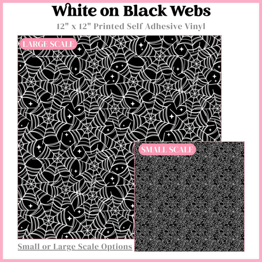 White on Black Webs - 12"x12" Printed Self Adhesive Vinyl