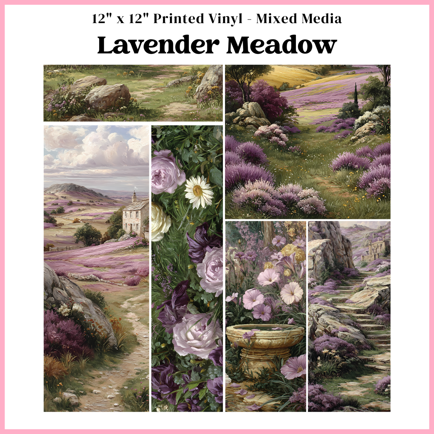 Lavender Meadow - Mixed Media Vinyl 12"x12" Sheet