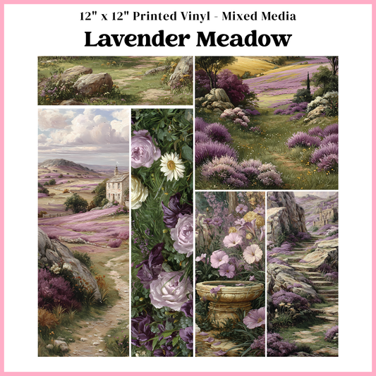 Lavender Meadow - Mixed Media Vinyl 12"x12" Sheet