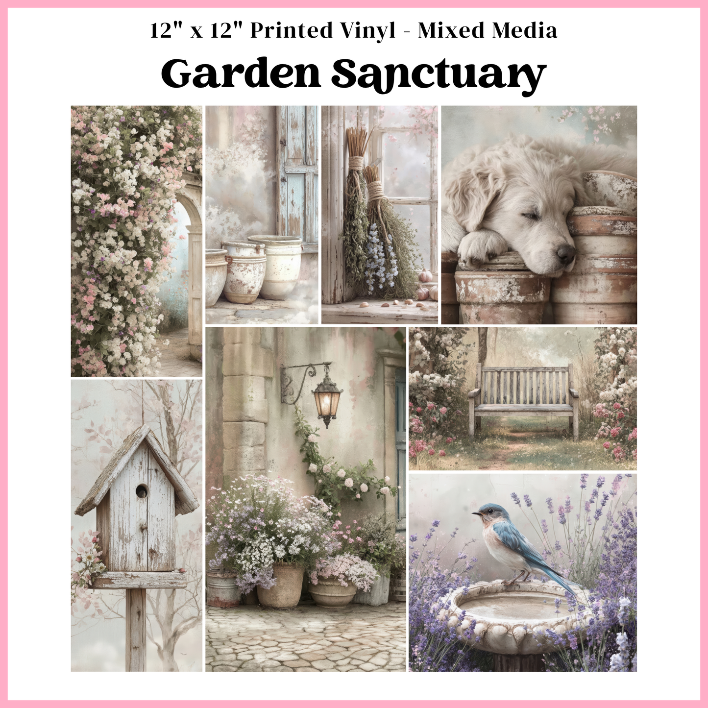 Garden Sanctuary - Mixed Media Vinyl 12"x12" Sheet