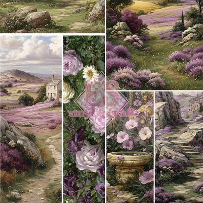 Lavender Meadow - Mixed Media Vinyl 12"x12" Sheet
