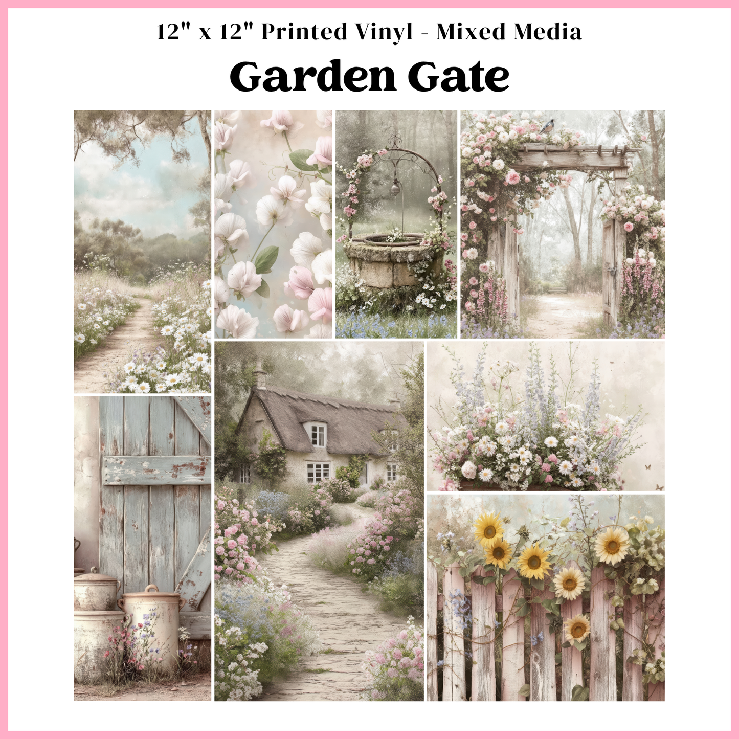 Garden Gate - Mixed Media Vinyl 12"x12" Sheet