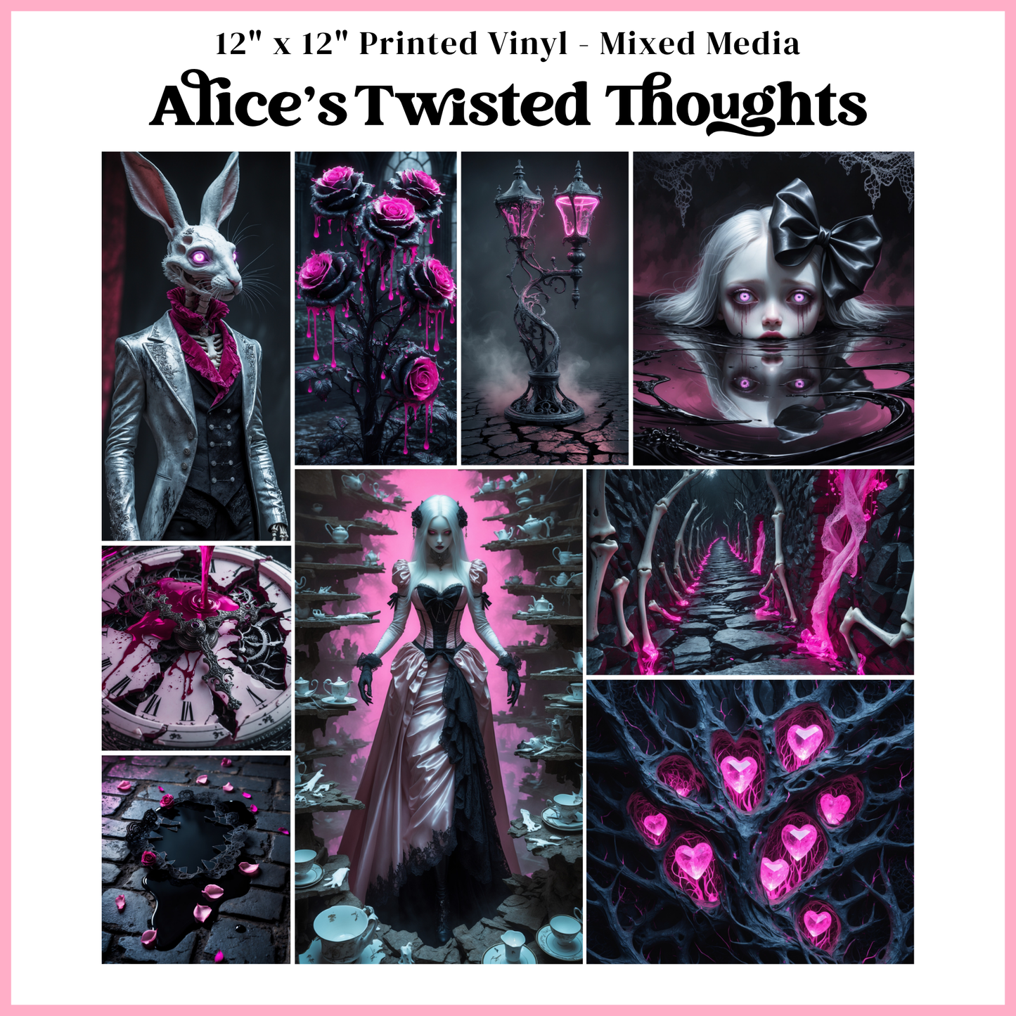 Alice's Twisted Thoughts - Mixed Media Vinyl 12"x12" Sheet