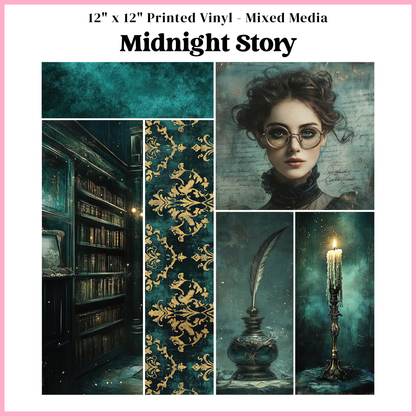Midnight Story - Mixed Media Vinyl 12"x12" Sheet
