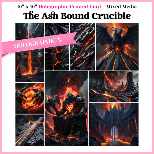The Ash Bound Crucible - Mixed Media Vinyl 10"x10" Sheet