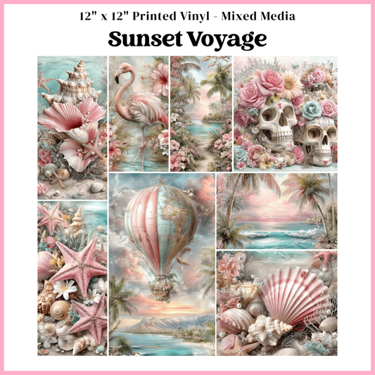 Sunset Voyage - Mixed Media Vinyl 12"x12" Sheet