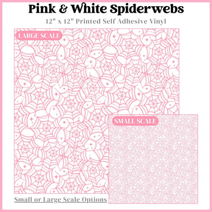 Pink on White Webs - 12"x12" Printed Self Adhesive Vinyl