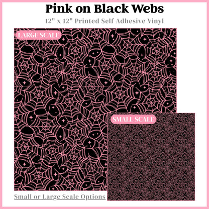 Pink on Black Webs - 12"x12" Printed Self Adhesive Vinyl