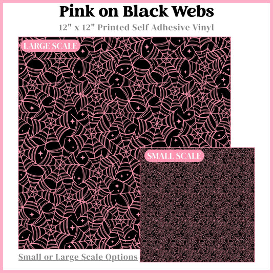 Pink on Black Webs - 12"x12" Printed Self Adhesive Vinyl